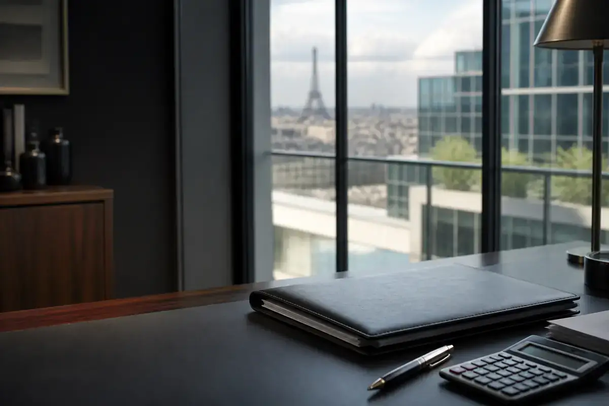 Financial planning documents representing careful review in Paris